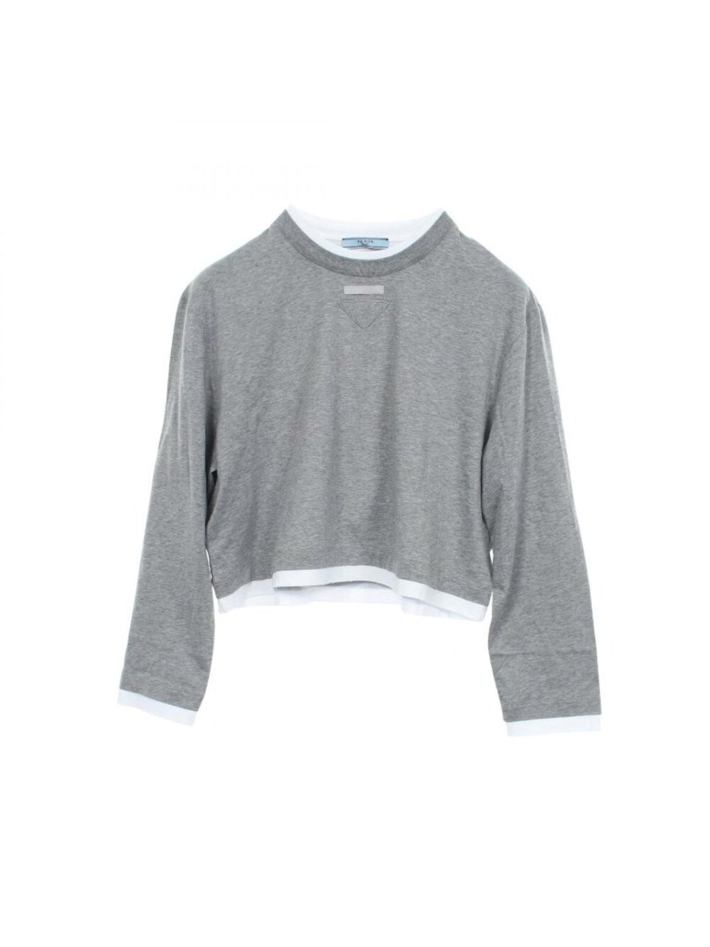 Prada Long Sleeve T-Shirt Triangle Cotton